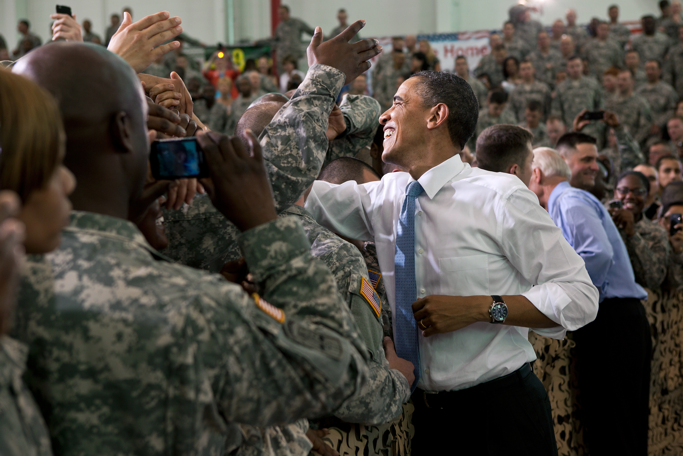 Kentucky, May 6, 2011. Greeting  troops with the Vice President at Fort Campbell. (Official White House Photo by Pete Souza)