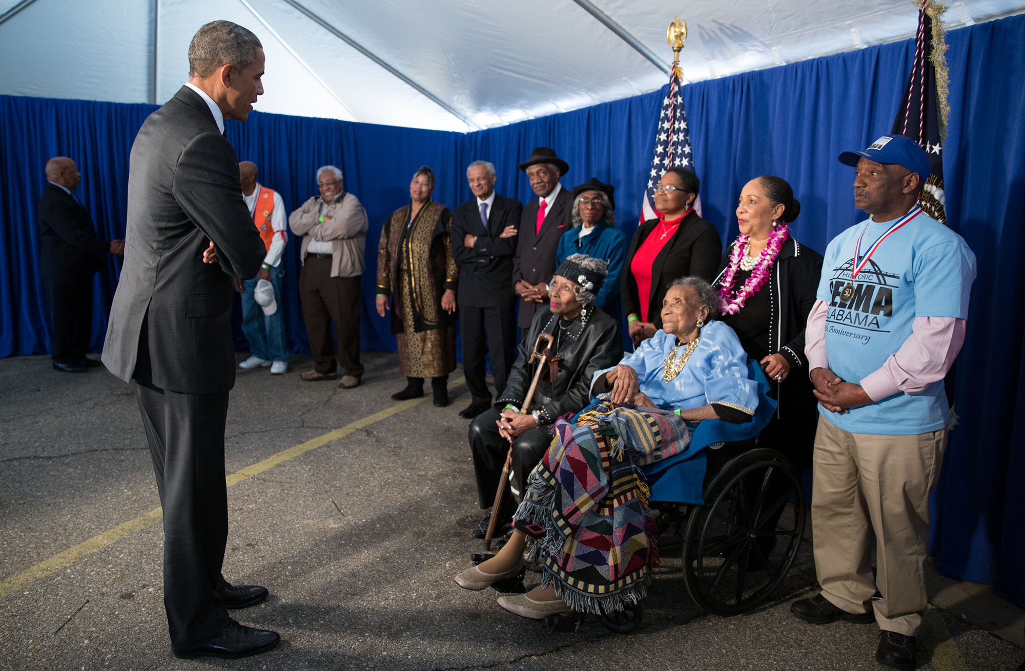 The President speaks to the foot soldiers who attended the 50th anniversary event. (Official White House Photo by Pete Souza)