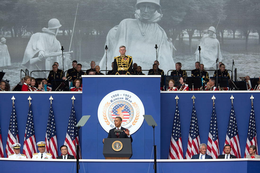 President Barack Obama delivers remarks to commemorate the 60th anniversary of the signing of the Armistice that ended the Korean War
