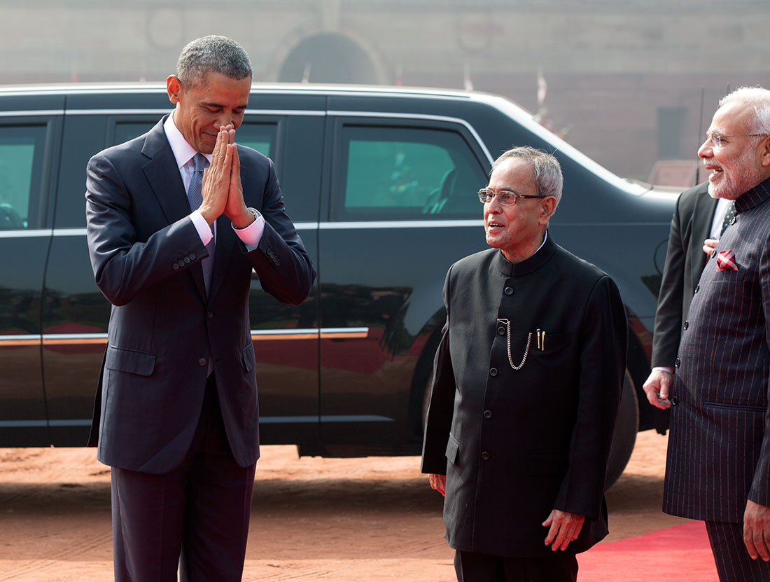 President Obama Offers Traditional Greeting in India