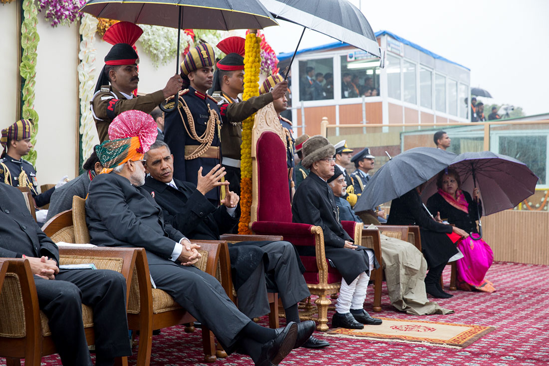 President Obama and Prime Minister Modi View Parade in India