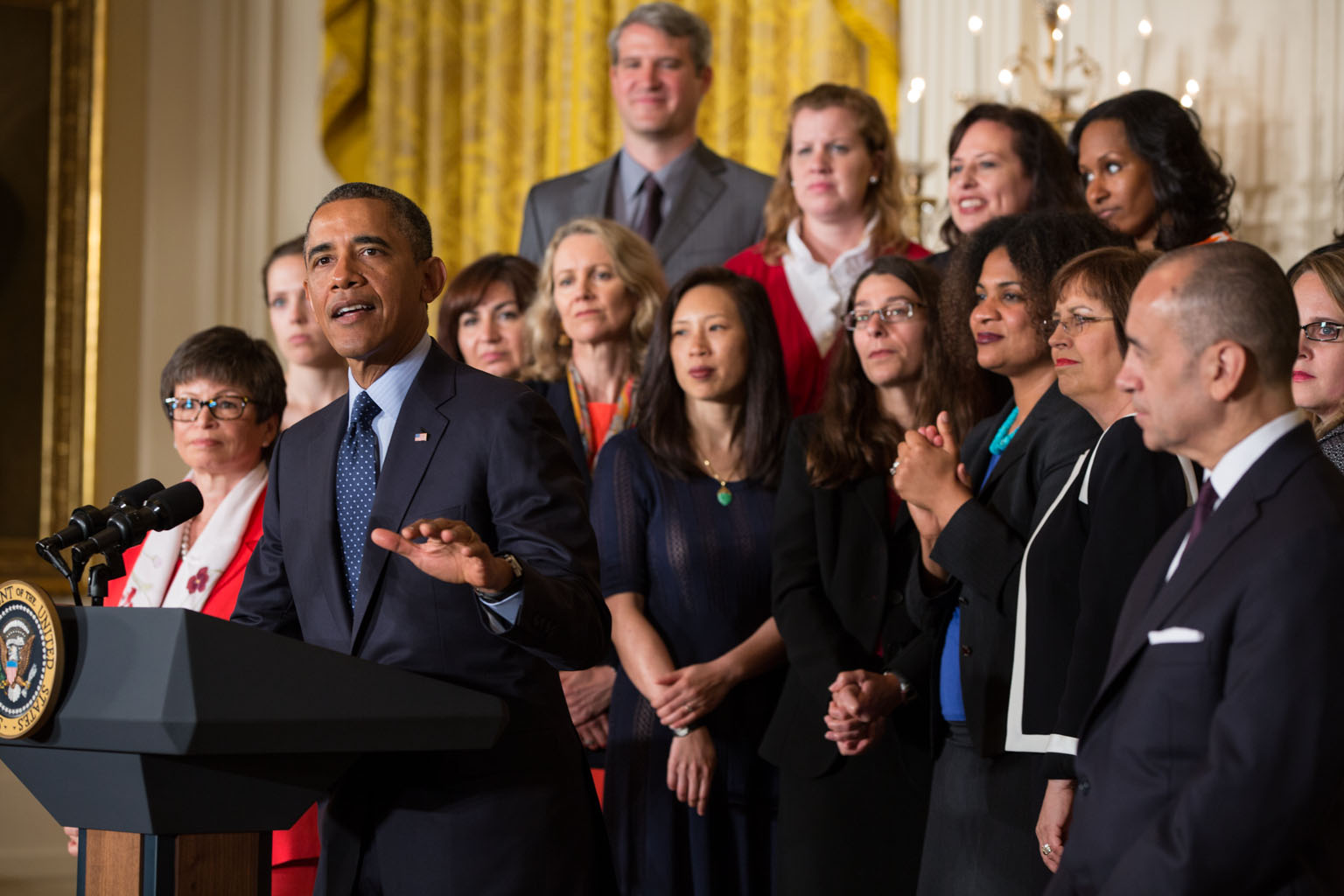 President Barack Obama delivers remarks commemorating the 50th anniversary of the Equal Pay Act