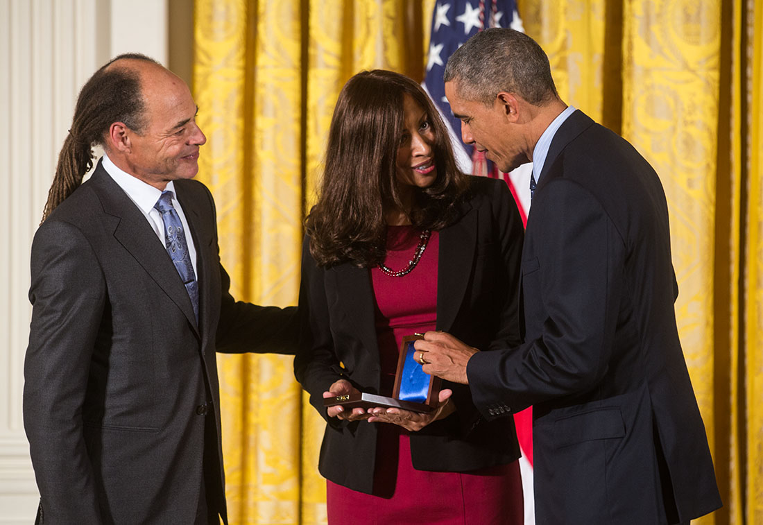 President Barack Obama presents the National Medal of Science posthumously to David Blackwell