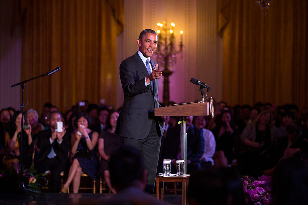 President Barack Obama delivers remarks at the Asian American and Pacific Islander Heritage Month celebration