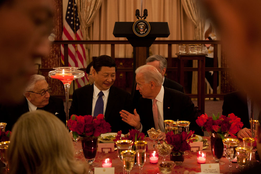 Vice President Joe Biden with Chinese Vice President Xi and former Secretary of State Henry Kissinger 