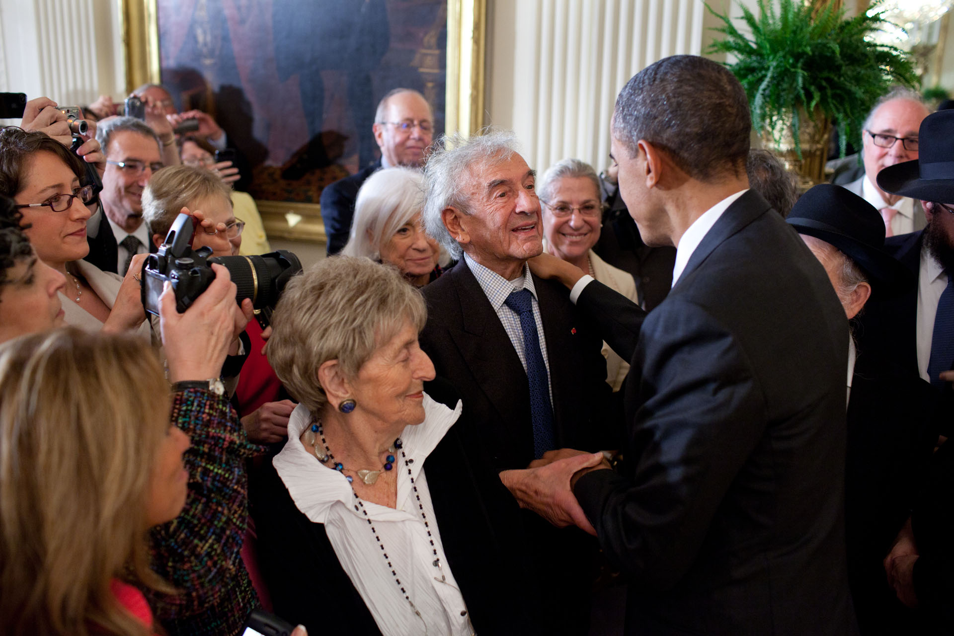 President Barack Obama Greets Elie Wiesel During a Reception in Honor of Jewish American History Month