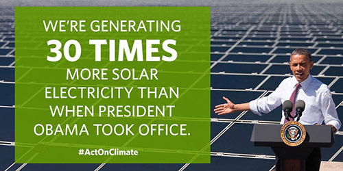 We're generating 30 times more solar electricity than when President Obama took office.