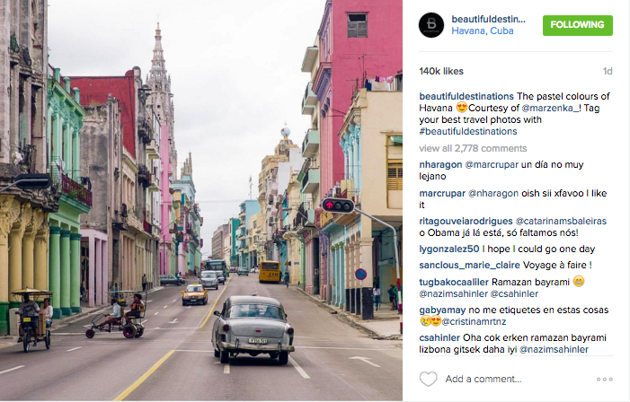 @beautifuldestinations shares a photo of Havana's pastel colored streets