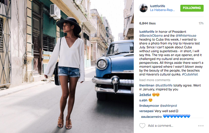 @lusttforlife shares a photo from her recent trip to Havana