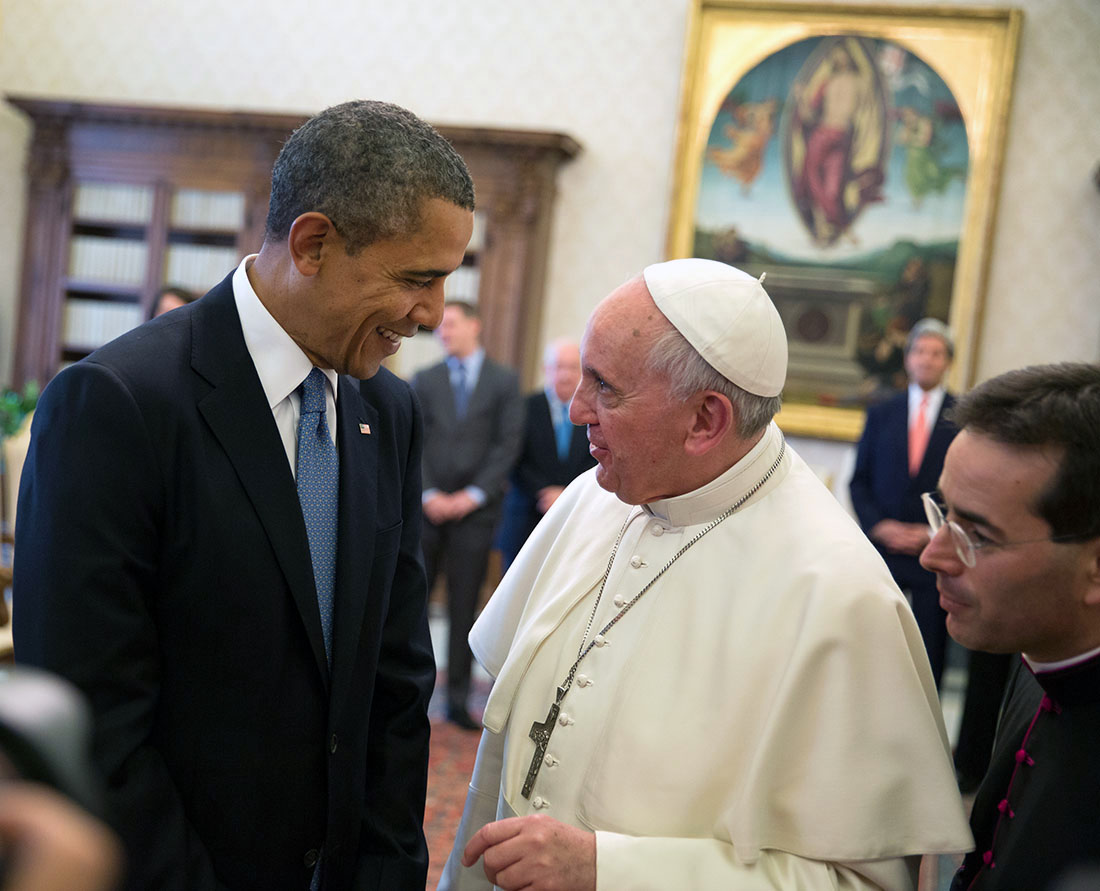 President Barack Obama meets with Pope Francis for a private audience in Vatican City, Italy, March 27, 2014. 