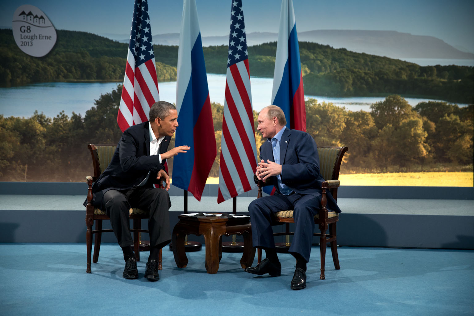 President Barack Obama meets with Russian President Vladmir Putin during a bilateral at the G8 Summit in Lough Erne