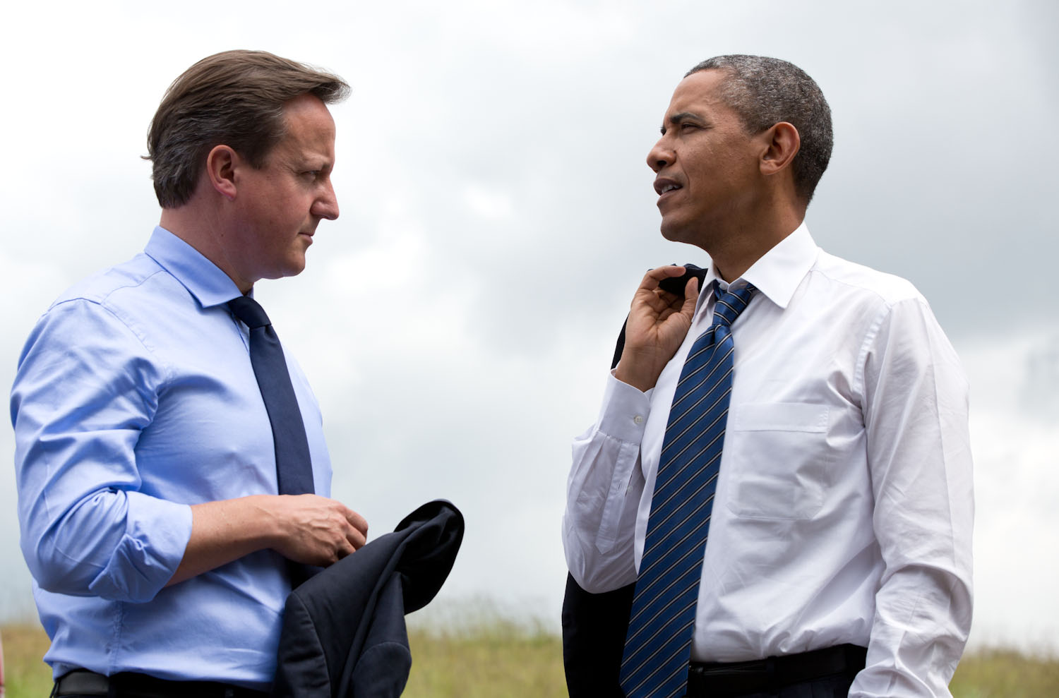 President Barack Obama and British Prime Minister David Cameron talk at the G8 Summit in Lough Erne