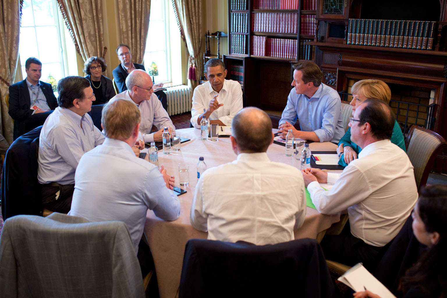 President Barack Obama participates in a G8 Summit meeting on Transatlantic Trade and Investment Partnership