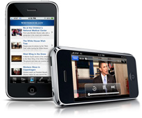 Image of White House iPhone App showing list of photos and video player