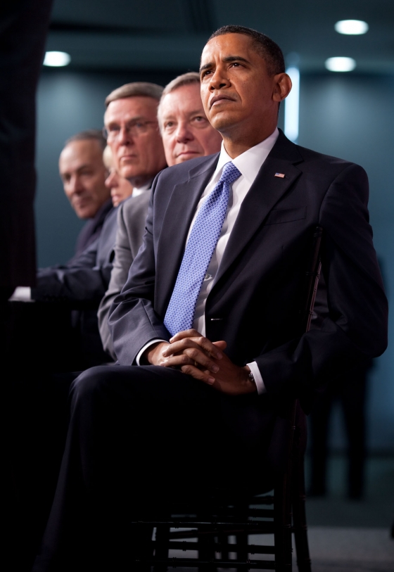 President Obama Listens at Democratic Conference 