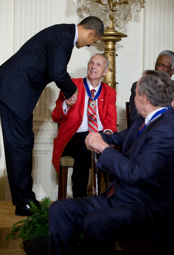 President Barack Obama awards the 2010 Presidential Medal of Freedom to Stan Musial