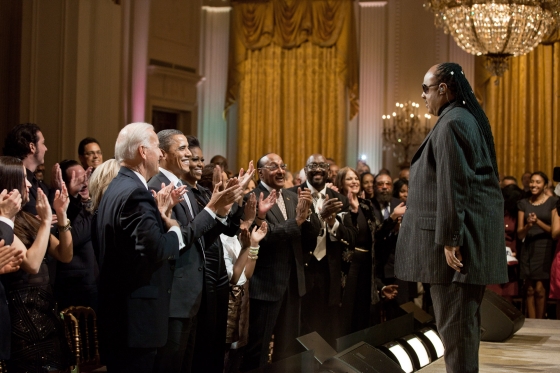 Vice President Joe Biden, Dr. Jill Biden, President Barack Obama and First Lady Michelle Obama join the standing ovation for Stevie Wonder during “The Motown Sound"