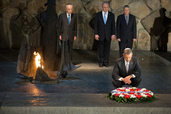 President Obama places a wreath in the Hall of Remembrance at the Yad Vashem Holocaust Museum in Jerusalem, March 22, 2013