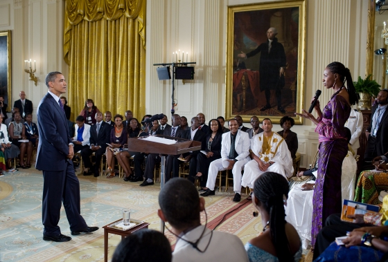 President Obama Listens to Young African Leaders in the White House 