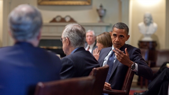 President Barack Obama Meets with Bipartisan Members of Congress in the Cabinet Room of the White House