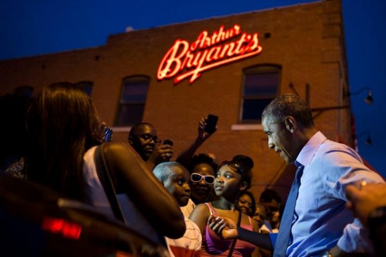 President Obama Outside Arthur Bryants