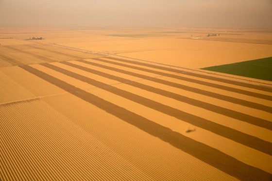 The view from Marine One en route to Firebaugh, California