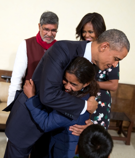 President Obama Greets a Young Girl in India