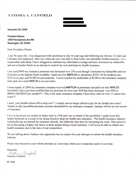Letter from Natoma Canfield to the President
