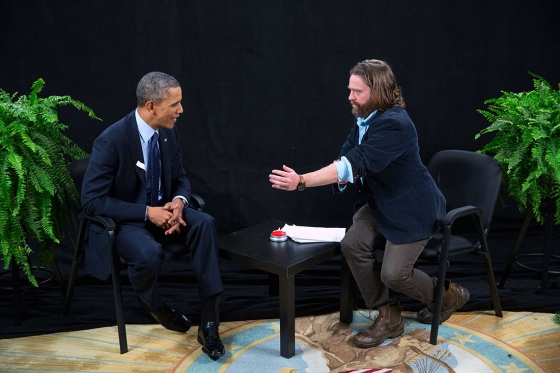 President Barack Obama participates in an interview with Zach Galifianakis for "Between Two Ferns with Zach Galifianakis"