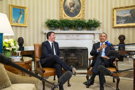 President Obama and Prime Minister Matteo Renzi talk to the press prior to a bilateral meeting