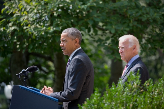 President Obama, with Vice President Biden, delivers a statement on Cuba