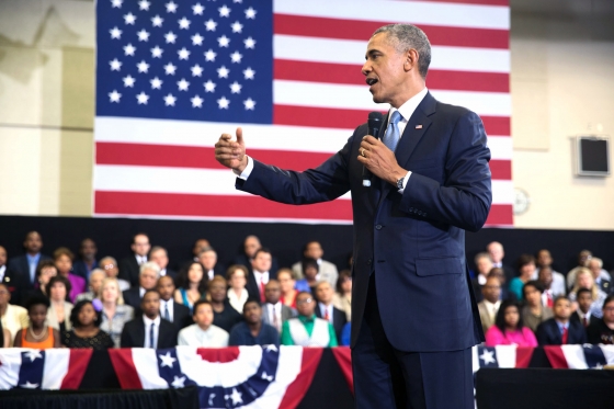 President Obama answers students' questions at a "My Brother's Keeper" initiative town hall