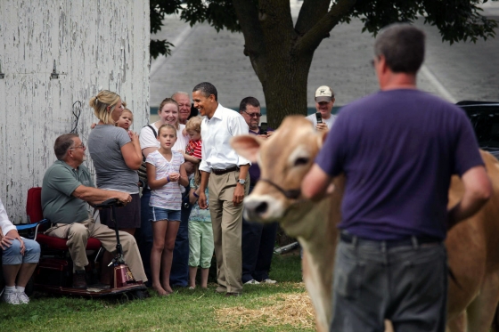 President Barack Obama stops by the Whiteside County Fair in Morrison, Ill.