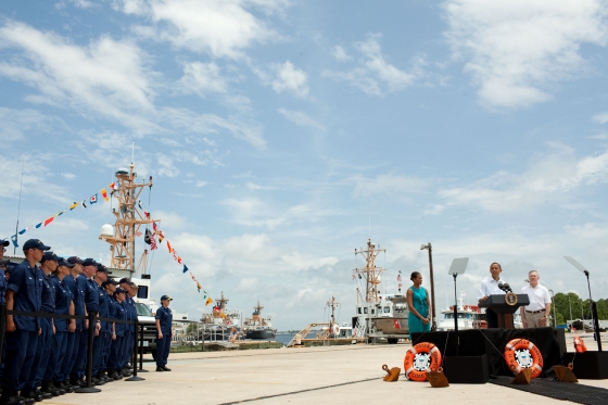 President Barack Obama makes a statement on Gulf Coast recovery plans