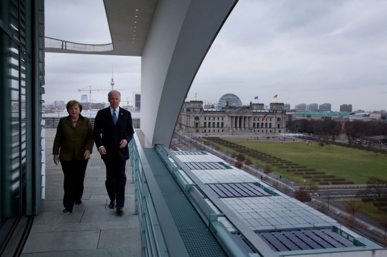 Vice President Joe Biden and German Chancellor Angela Merkel