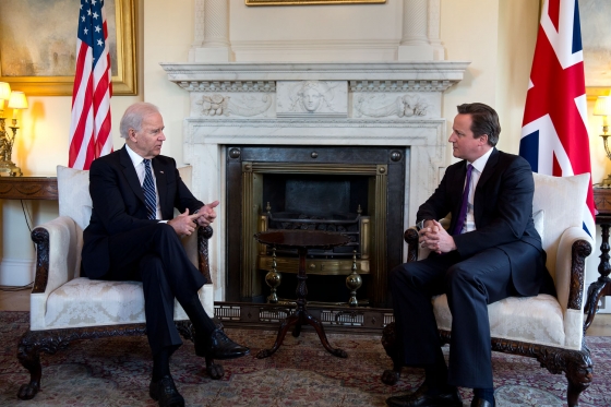 Vice President Joe Biden meets with British Prime Minister David Cameron