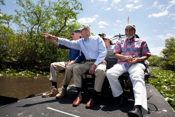 Vice President Joe Biden takes an airboat tour of the Everglades 