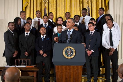 President Barack Obama delivers remarks at an event to highlight "My Brother's Keeper," an initiative to expand opportunity for young men and boys of color, in the East Room of the White House, Feb. 27, 2014.