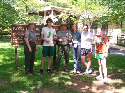 CEQ interns with two Rock Creek Park rangers