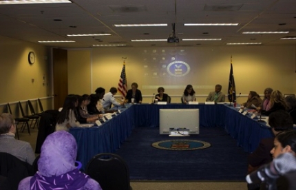 Participants gather at the Department of Labor for the final Salon Safety IWG meeting