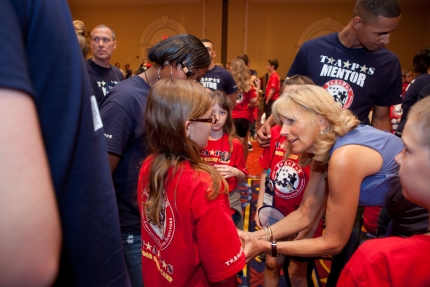 Dr. Jill Biden greets children at the TAPS National Military Survivor Seminar (May 25, 2012)