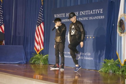 Dancer Mike Song and beatboxer KRNFX perform at AAPI Heritage Month Opening Ceremony