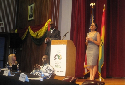 Michael Blake and Karen Richardson address the 2011 Ambassador Andrew Young Lecture Series