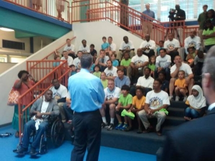 Secretary Arne Duncan Talks with Watch D.O.G.S. Dads and Kids