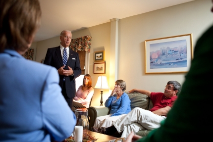 Vice President Joe Biden attends a Middle Class Task Force Event at the Home of Lorie and Robert Cochran in Manchester, New Hampshire
