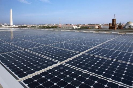 Solar panels on the roof of the Department of Energy Forrestal Building