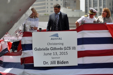 Dr. Jill Biden Christens the USS Giffords