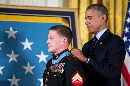 President Barack Obama awards the Medal of Honor to Corporal William "Kyle" Carpenter