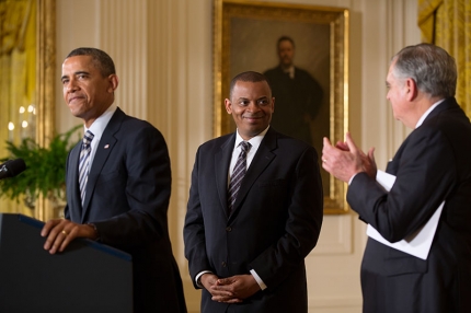 President Barack Obama announces Mayor Anthony Foxx, of Charlotte, N.C., as his nominee for Transportation Secretary