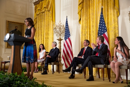First Lady Michelle Obama speaks at event to announce the Mayors Challenge to End Veteran Homelessness